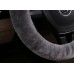 MLOVESIE Universal Warm Winter Genuine Wool Sheepskin Car Steering Wheel Cover Cushion Protector for 35cm-43cm Steering Wheel in Diameter,Grey