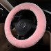 MLOVESIE Universal Warm Winter Genuine Wool Sheepskin Car Steering Wheel Cover Cushion Protector for 35cm-43cm Steering Wheel in Diameter,Pink