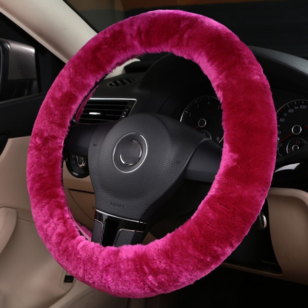 MLOVESIE Universal Warm Winter Faux Wool Car Shift Cover & Brake Cover Protector for Any Car Pink 