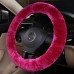 MLOVESIE Universal Warm Winter Genuine Wool Sheepskin Car Steering Wheel Cover Cushion Protector for 35cm-43cm Steering Wheel in Diameter,Rose