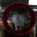 MLOVESIE Universal Warm Winter Genuine Wool Sheepskin Car Steering Wheel Cover Cushion Protector for 35cm-43cm Steering Wheel in Diameter,Wine Red