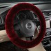 MLOVESIE Universal Warm Winter Genuine Wool Sheepskin Car Steering Wheel Cover Cushion Protector for 35cm-43cm Steering Wheel in Diameter,Wine Red